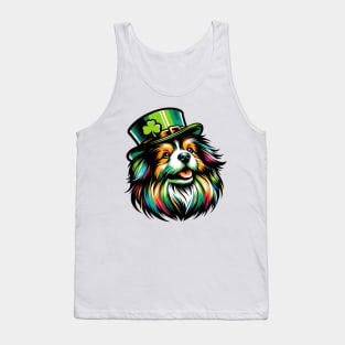 Tibetan Spaniel in Leprechaun Hat: St Patrick's Celebration Tank Top